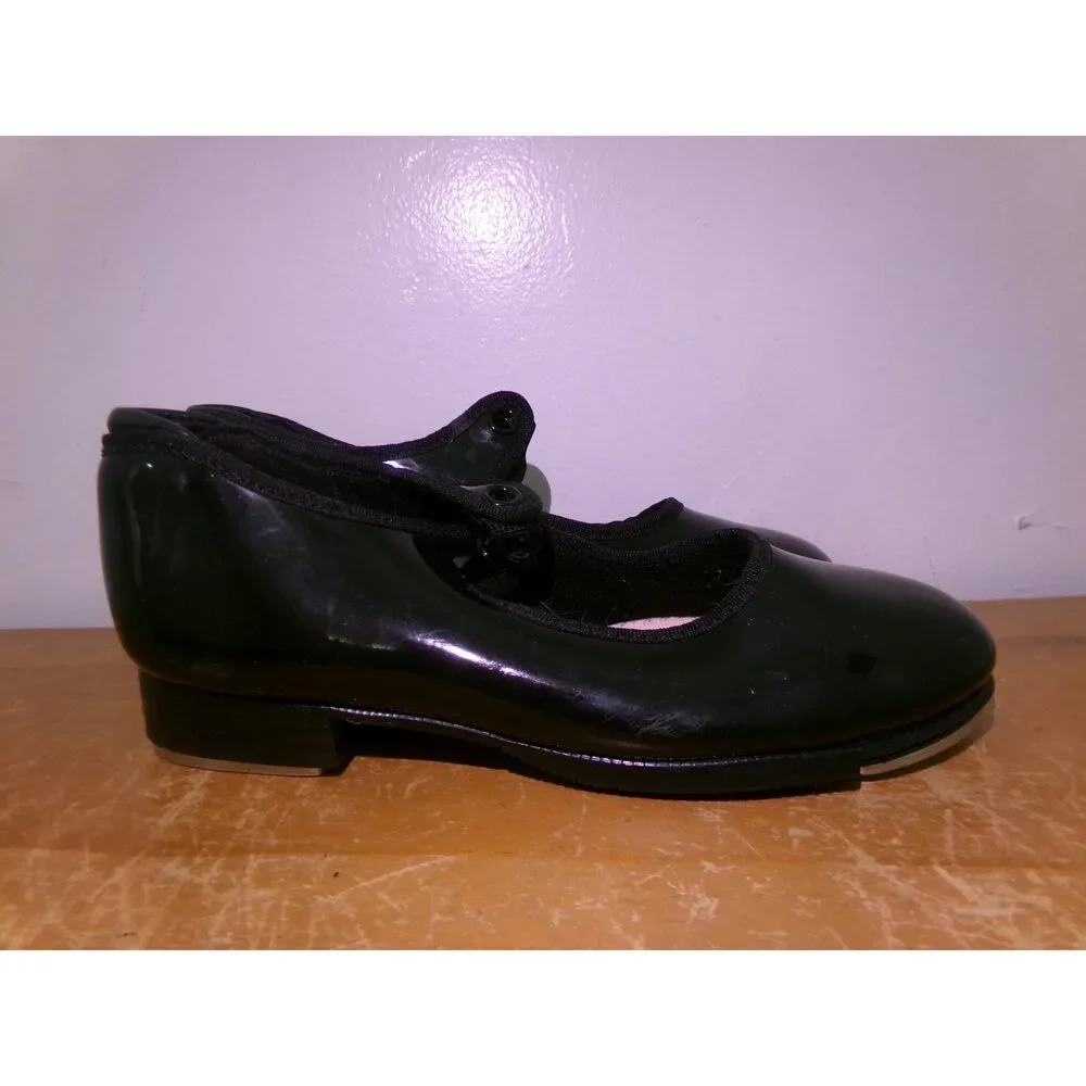 Pre-Owned Dance Tap Shoes Capezio Big Kids Black 12M Tyette Slip On Student